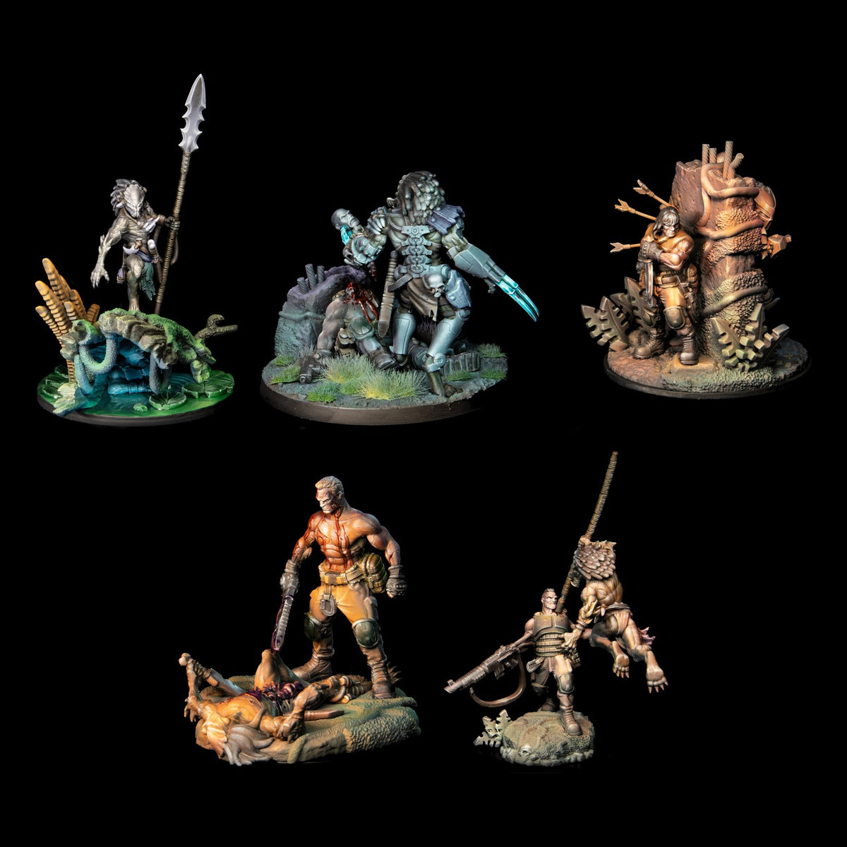 Five Predkroot dioramas, painted